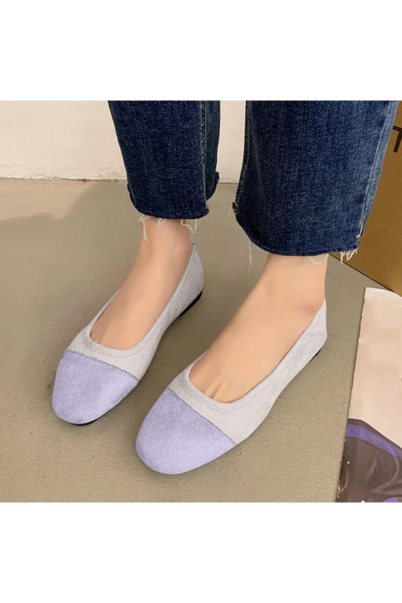 Women's Ballet Flats, Slip On Round Toe Suede Material Comfortable Flat Shoes Pink 9