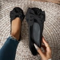 thumbnail image 1 of WAVSUF Women's Ballet Flats, Spring Style Rhinestone Bow Comfortable Round Toe Ballet With Skirt Flat Shoes Black 9.5, 1 of 7