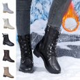 thumbnail image 1 of WAVSUF Women's Combat Boots Faux Leather Soft Sole Anti Slip Winter Comfort Ankle Boots Brown 8.5, 1 of 8
