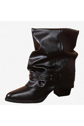 Women's Extra Wide Width Boots Pointed Toe Soft Sole Lightweight Fall Vacation Flat Ankle Boots Black 8.5