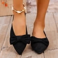 thumbnail image 1 of WAVSUF Women's Fashionable Ballet Flats, Retro Bow Pointed Toe Versatile Wide Width Daily Dressy Shoes Black Size 39, 1 of 9