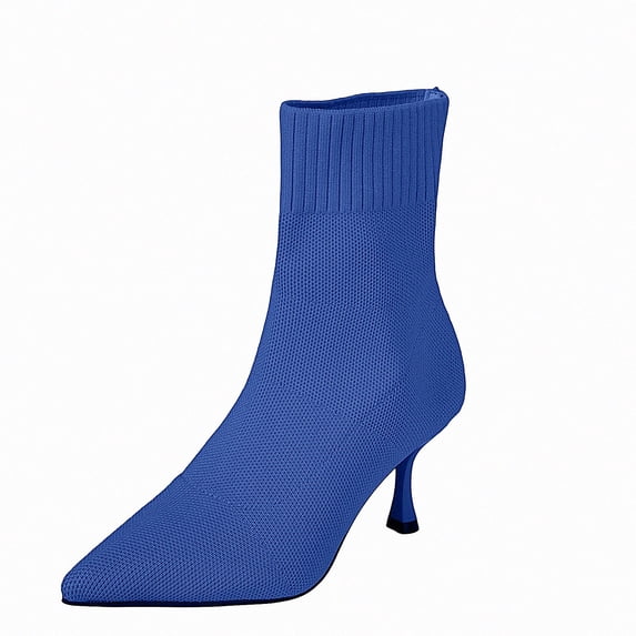 WAVSUF Women's Kitten Mid Heel Boots Arch Support Pointed Toe Anti Slip Fall Dress Trendy Boots 6.5