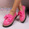 thumbnail image 1 of WAVSUF Women's Lug Sole Loafers, Retro Bow Round Toe Slip On Casual Summer Dressy Shoes Pink 9, 1 of 9