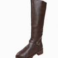 thumbnail image 1 of WAVSUF Women's Mid Calf Boots Round Toe Wide Width Side Zip Winter Daily Trendy Boots Brown 7, 1 of 9