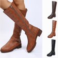 thumbnail image 1 of WAVSUF Women's Mid Calf Boots Side Zip Wide Width Round Toe Winter Daily Trendy Boots Brown 6, 1 of 9
