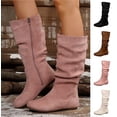 thumbnail image 1 of WAVSUF Women's Mid Calf Slouch Boots Side Zipper Round Toe Soft Comfort Fall Trendy Boots Pink Size 6.5, 1 of 10