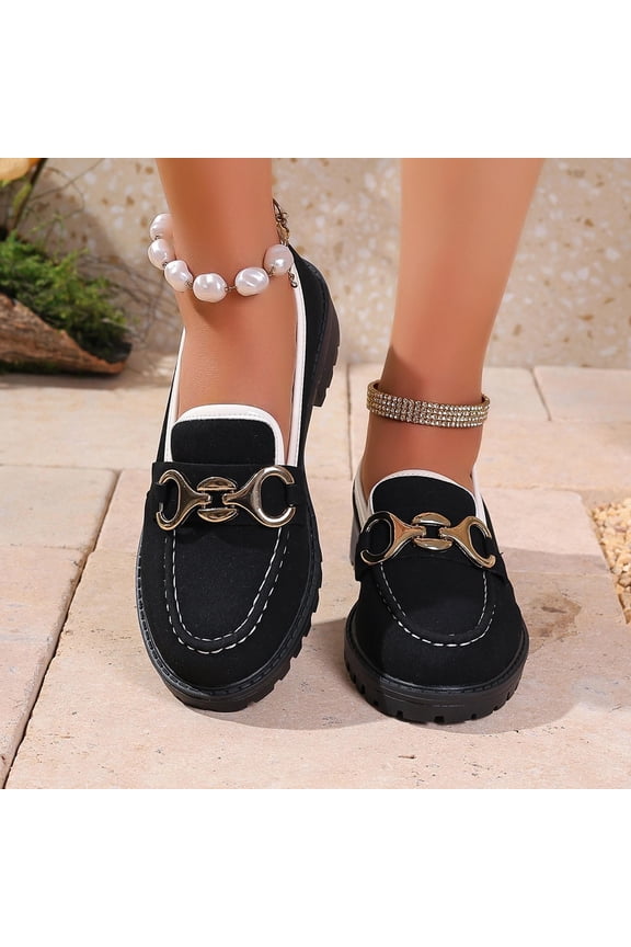 Women's Platform Loafers, Soft Sole Breathable Versatile Round Toe Summer Wedding Shoes Black 9