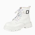 thumbnail image 1 of WAVSUF Women's Platform Moto Boots Closed Toe Wide Width Arch Support Fall Daily Office Boots White 6.5, 1 of 7