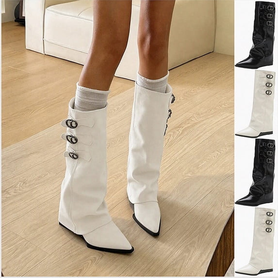 Wdidnth WAVSUF Women's Pointed Wide Width Boots Pointed Toe Plus Size Trendy ...