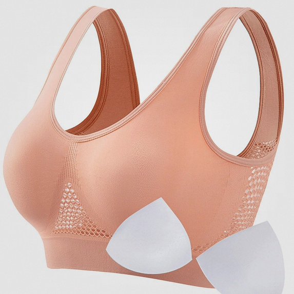 WAVSUF Women's Seamless Sports Bras Wirefree High Support with Removable Pads Daily Active Yoga Bras Pink Size S-5XL