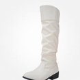thumbnail image 1 of WAVSUF Women's Slouch Mid Calf Boots Anti Slip Wide Width Pointed Toe Fall Daily Plus Size Boots White 9, 1 of 8