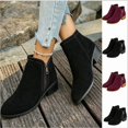 thumbnail image 1 of WAVSUF Women's Suede Flat Boots Anti Slip Pointed Toe Arch Support Fall Daily Comfort Ankle Boots Black 6, 1 of 9