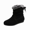 thumbnail image 1 of WAVSUF Women's Suede Snow Boots Round Toe Wide Width Fleece Warm Winter Soft Sole Flat Boots Black 6, 1 of 9