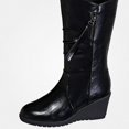 thumbnail image 1 of WAVSUF Women's Wide Calf Boots Anti Slip Arch Support Pointed Toe Fall Faux Leather Wedge Boots Black 9, 1 of 6