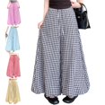 thumbnail image 1 of WAVSUF Women's Wide Leg Joggers, Elastic Waist Loose Fit Striped Printed Fall Casual Office Pants Red 2XL, 1 of 9