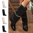 thumbnail image 1 of WAVSUF Women's Wide Width Boots Pointed Toe Plus Size Soft Sole Winter Wedge Slouch Boots Gray 5.5, 1 of 8