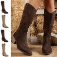 thumbnail image 1 of WAVSUF Women's Wide Width Boots Round Toe Anti Slip Soft Sole Winter Chunky Mid Calf Boots White 6, 1 of 10