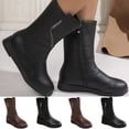 thumbnail image 1 of WAVSUF Women's Wide Width Boots Soft Sole Round Toe Side Zip Fall Comfort Flat Mid Calf Boots Black 7, 1 of 9