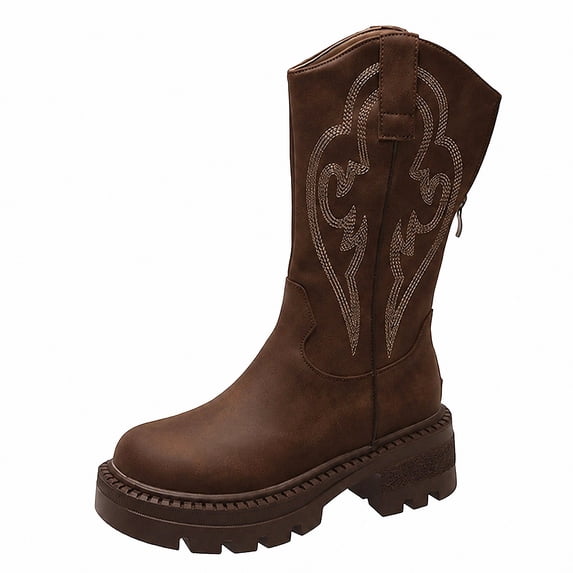 WAVSUF Women's Wide Width Cowboy Boots Pointed Toe Anti Slip Arch ...