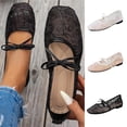 thumbnail image 1 of WAVSUF Womens Ballet Flats Cute Bowknot Breathable Mesh Square Toe Trendy Summer Breathable Shoes Black 9, 1 of 10