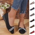 thumbnail image 1 of WAVSUF Womens Heel Flat Shoes Pointed Toe Rhinestone Inlay Wide Width Casual Comfort Trendy Shoes Black 9, 1 of 10
