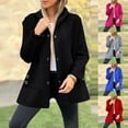 thumbnail image 1 of WAVSUF Womens Pea Coat Button Down Loose Fit Long Sleeve Winter Warm Midi Outerwear Black XXL, 1 of 9