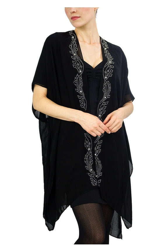 WAVY KIMONO W/PEARLS & STD LEAF BD