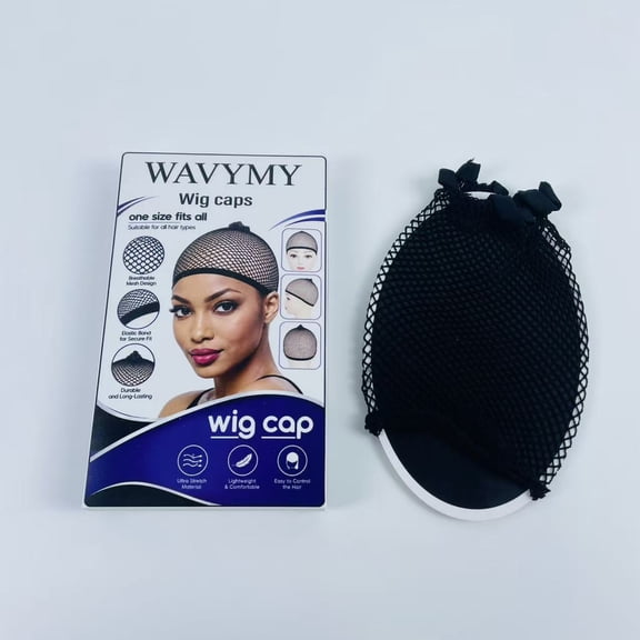 WAVYMY Wig caps, Mesh Wig Cap for Women, Stretchy Fishnet Wig Liner with Elastic Band, Breathable Lightweight Hair Net Cap, Comfortable Secure Fit for Wigs, Cosplay and Daily Hair Styling, Black