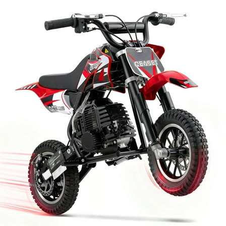 QEASET 49CC Dirt Bike, Gas Powered Mini Bike, Red