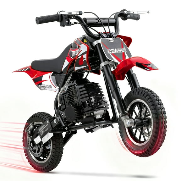 QEASET 49CC Dirt Bike, Gas Powered Mini Bike, Red