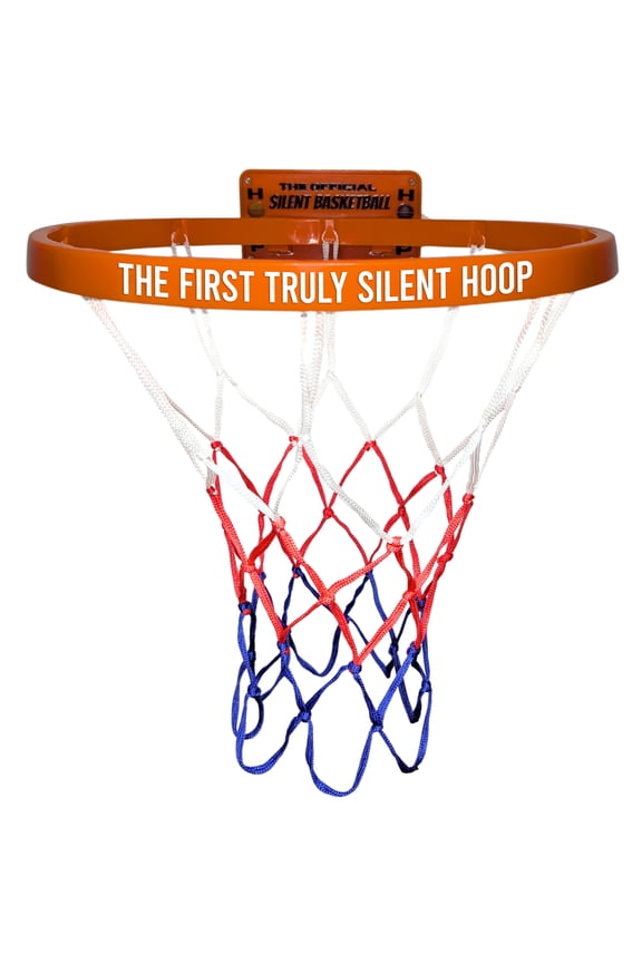 The Official Silent Basketball Hoop Indoor  Large Plastic Wall-Mounted Quiet Practice Hoop for Shooting & Skill Training (for Use with Silent Basketballs Only)  Adhesive or Screw Install