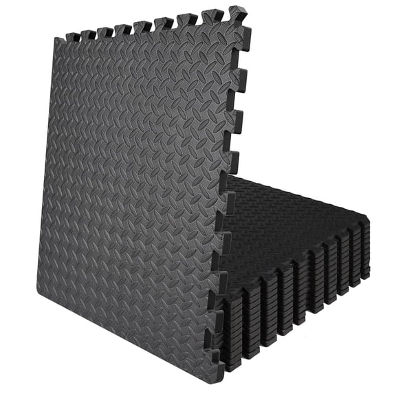 WAWINY Interlocking EVA Foam Floor Tiles, Non-Slip Exercise Mats, 12 Pack, 24 x 24 x 0.5 in, 48 sq ft