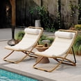 thumbnail image 1 of WAWOKV 2-Piece Outdoor Folding Chair, Rattan-Wrapped Patio Chair with 2-Position Adjustable Backrest, Thick Cushion & Detachable Headrest for Poolside, Beach, Backyard, Deck and Camping, 1 of 8