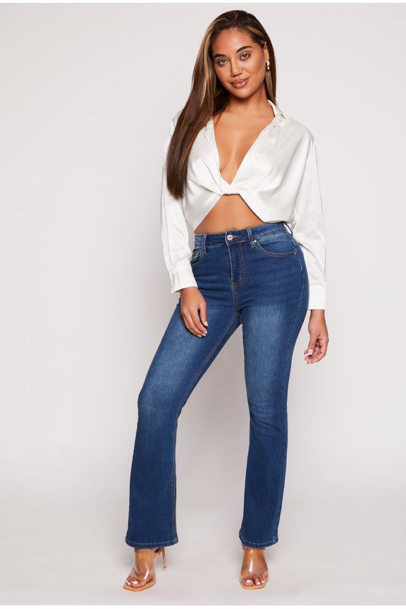 Women's WAX Acid Wash High Waisted Boot Cut Jeans