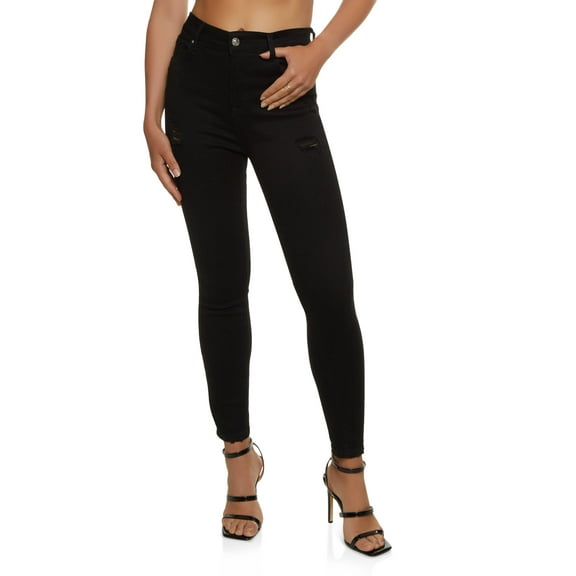 Womens WAX Basic Distressed High Waist Skinny Jeans