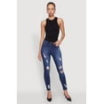 thumbnail image 1 of Womens WAX Distressed Frayed Skinny Jeans, 1 of 5