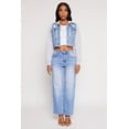 thumbnail image 1 of Womens WAX Distressed Hooded Jean Jacket, 1 of 4