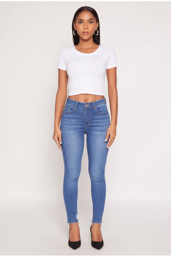 Womens WAX Frayed Detail Skinny Jeans