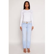 Womens WAX Frayed Detail Straight Leg Jeans