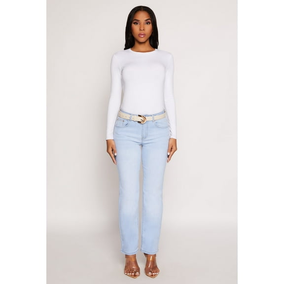 Womens WAX Frayed Detail Straight Leg Jeans