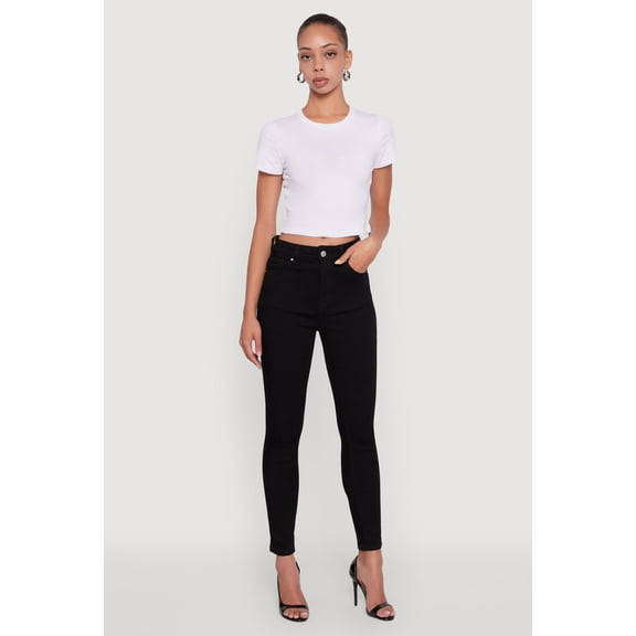 Womens WAX High Rise Solid Cropped Skinny Jeans