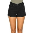 thumbnail image 1 of WAX JEAN Butt I Love You Repreve High Waisted Sustainable Denim Shorts, Black, Small, 1 of 5
