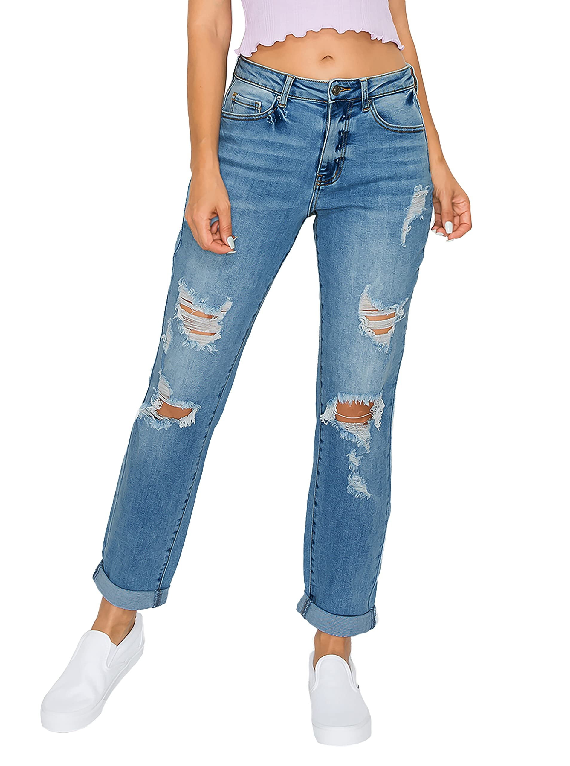 PAIGE Women's Chamomile Destructed Jeans - Light Wash Boyfriend Fit, Distressed Knee, 30" Inseam