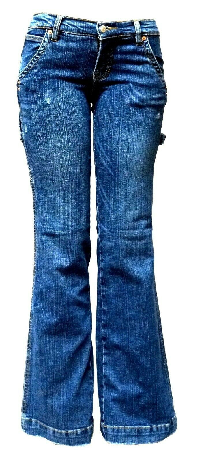 WAX Jeans Women's classic 70s Slim Bootcut Stretch Blue/Black Denim