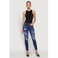 thumbnail image 1 of Womens WAX Mid Rise Distressed Jeans, 1 of 5