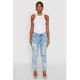 thumbnail image 1 of Womens WAX Ripped Rolled Cuff Skinny Jeans, 1 of 5