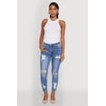 thumbnail image 1 of Womens WAX Ripped Rolled Cuff Skinny Jeans, 1 of 5