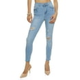 thumbnail image 1 of Womens WAX Stretch Distressed High Rise Jeans, 1 of 2