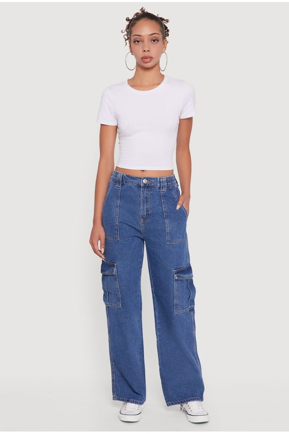Womens WAX Straight Leg Cargo Jeans