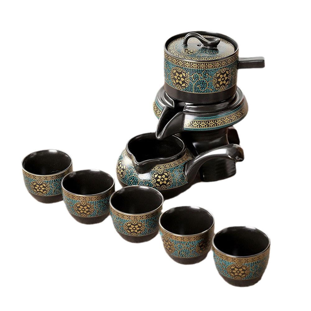 WAXCMXYH Chinese Tea Set Gift Box, Automatic Rotating Kung Fu Tea Set